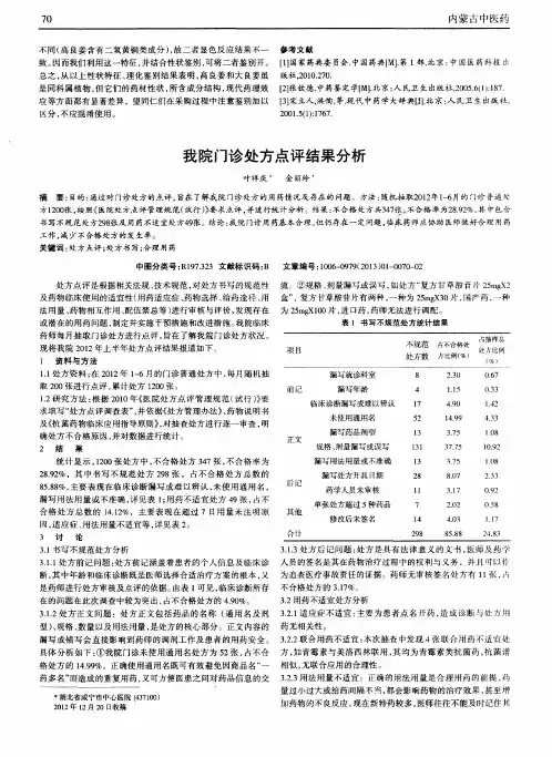 我院门诊处方点评结果分析