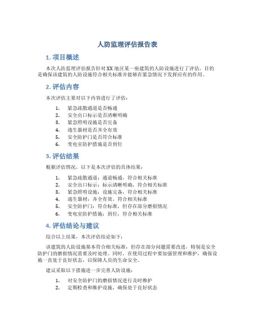 人防监理评估报告表
