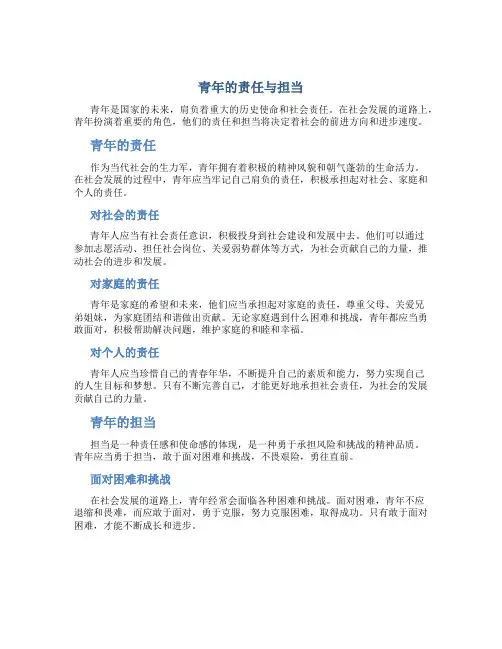 青年的责任与担当作文800字
