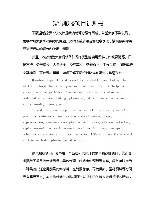 碳气凝胶项目计划书
