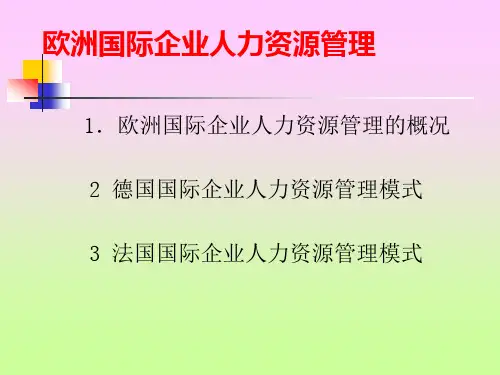 欧洲国际企业人力资源管理