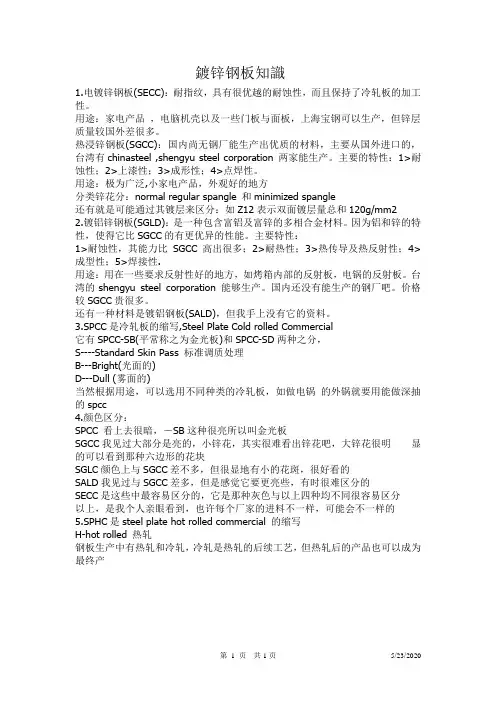 镀锌钢板知识