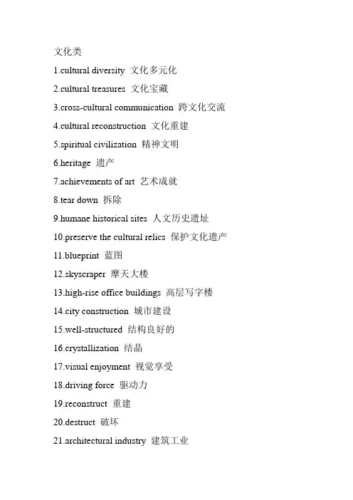 雅思中级分类词汇