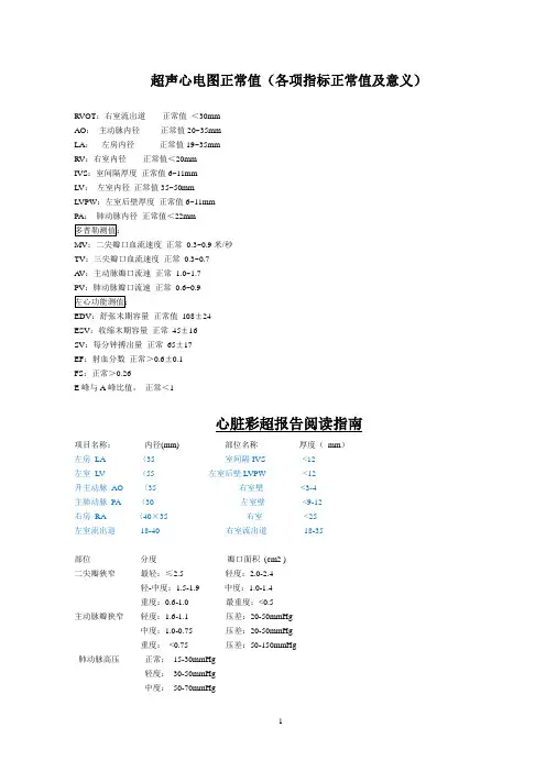 超声心电图正常值(各项指标正常值及意义)