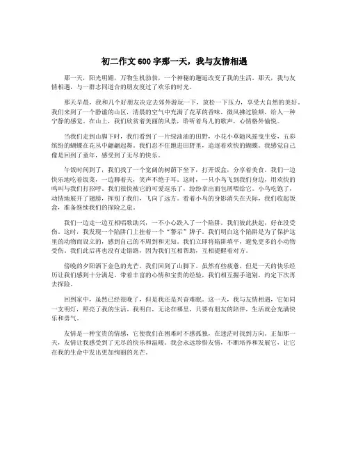 初二作文600字那一天,我与友情相遇