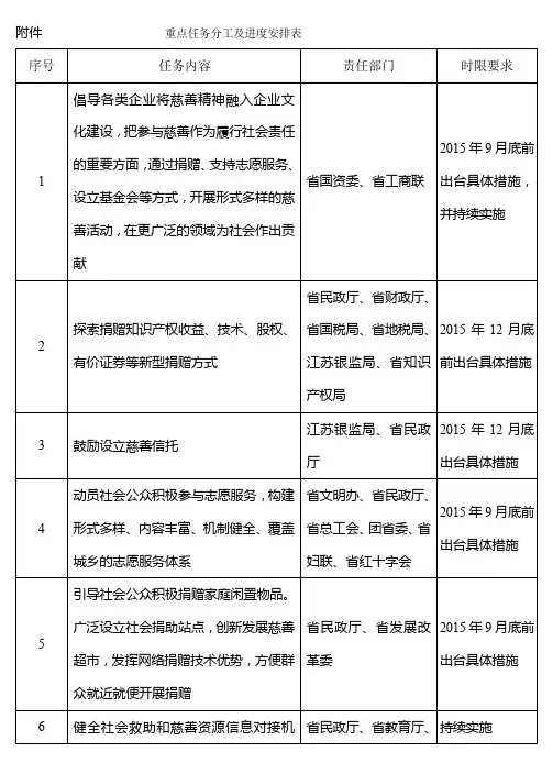 重点任务分工及进度安排表【模板】