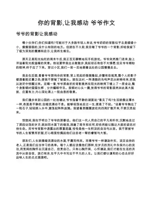 你的背影,让我感动 爷爷作文