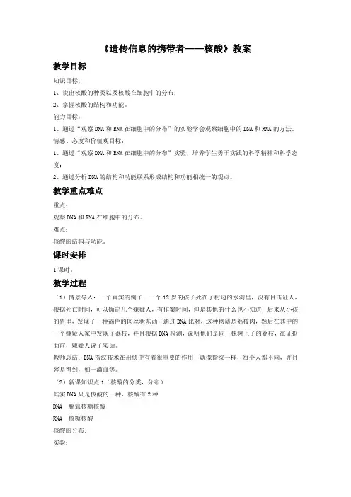 《遗传信息的携带者核酸》教案
