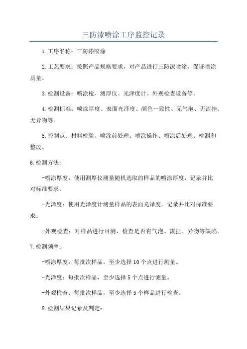 三防漆喷涂工序监控记录