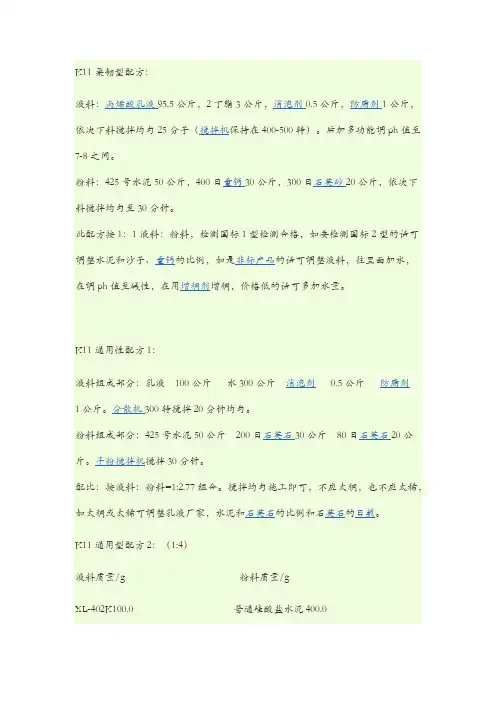 史上最全防水配方材料大全