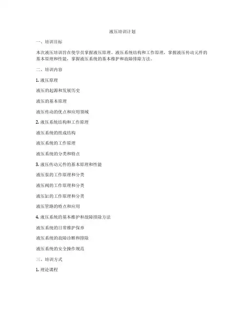 液压培训计划