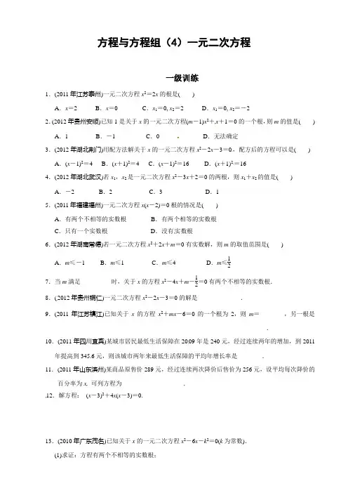 【备战中考】数学总复习分层提分训练：方程与方程组(4)