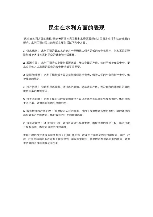 民生在水利方面的表现