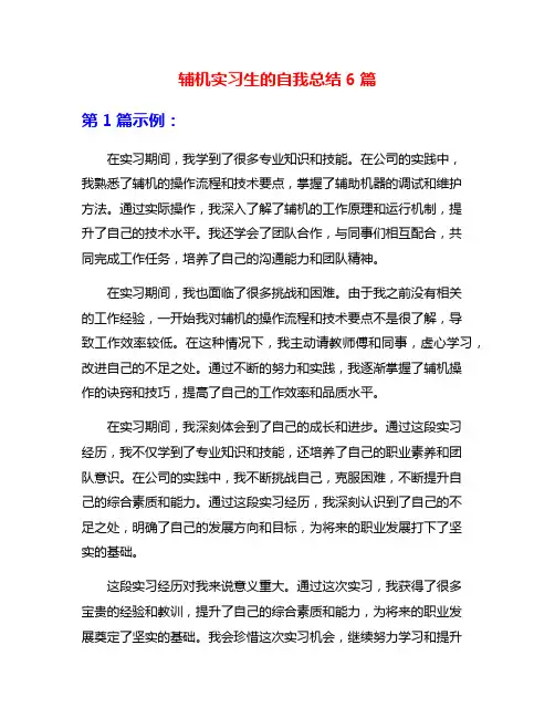 辅机实习生的自我总结6篇