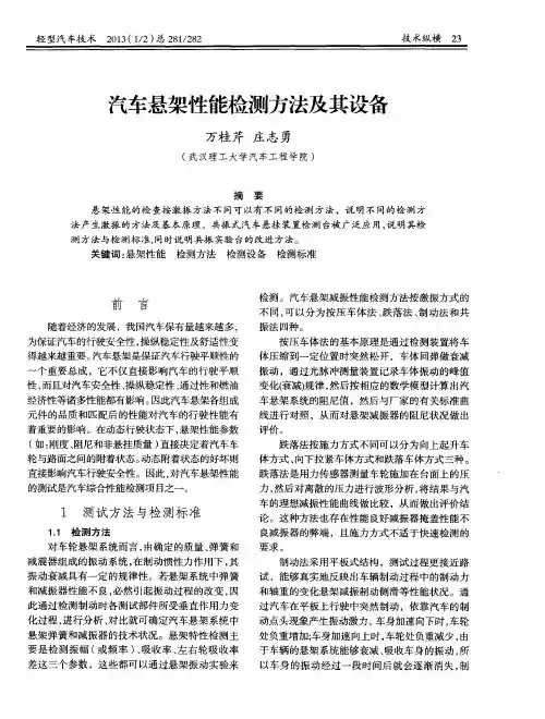 汽车悬架性能检测方法及其设备