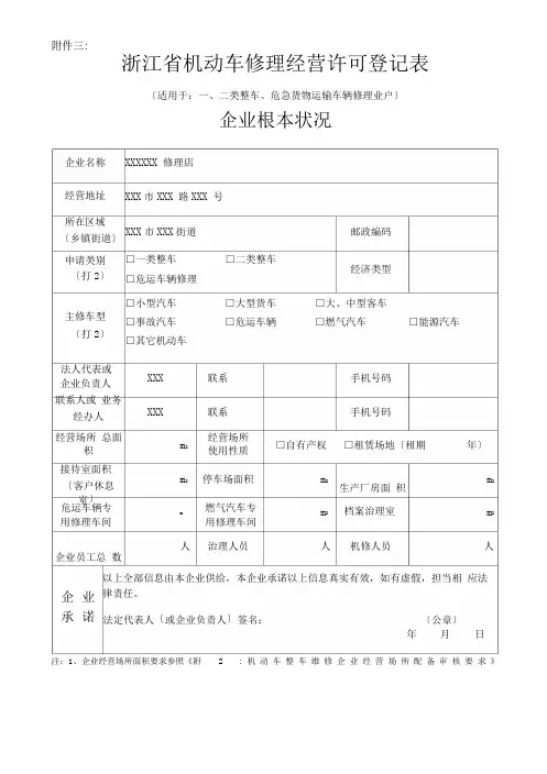 各类场地面积要求参照一类整车和二类整车要求配备