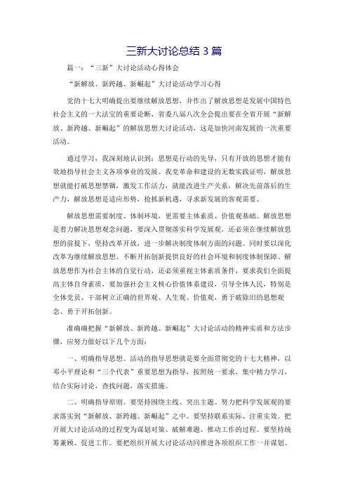三新大讨论总结3篇