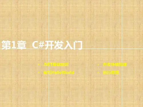 C#程序设计基础入门教程第1章 C#开发入门