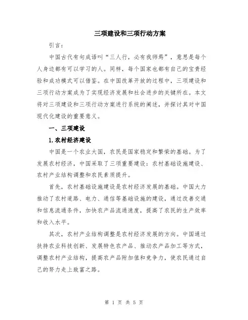 三项建设和三项行动方案
