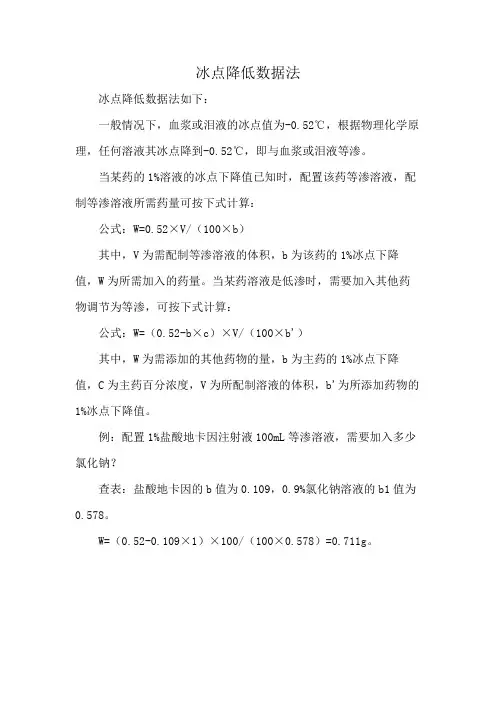 冰点降低数据法