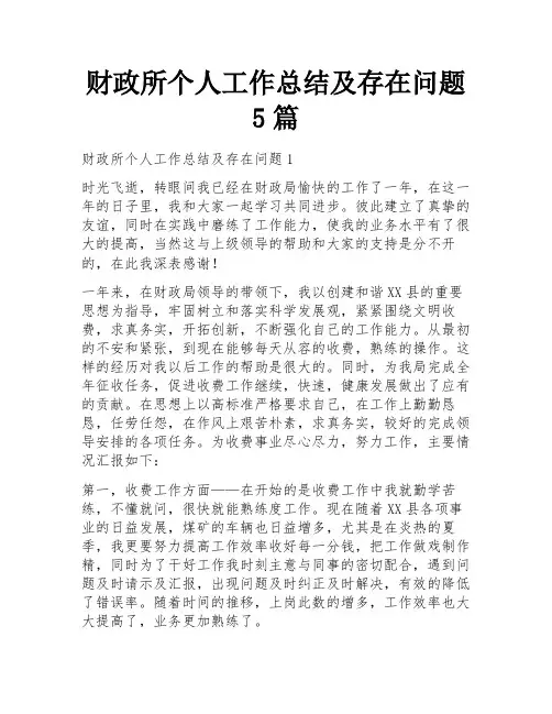 财政所个人工作总结及存在问题5篇