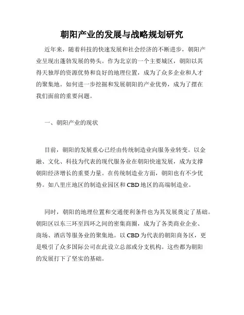 朝阳产业的发展与战略规划研究