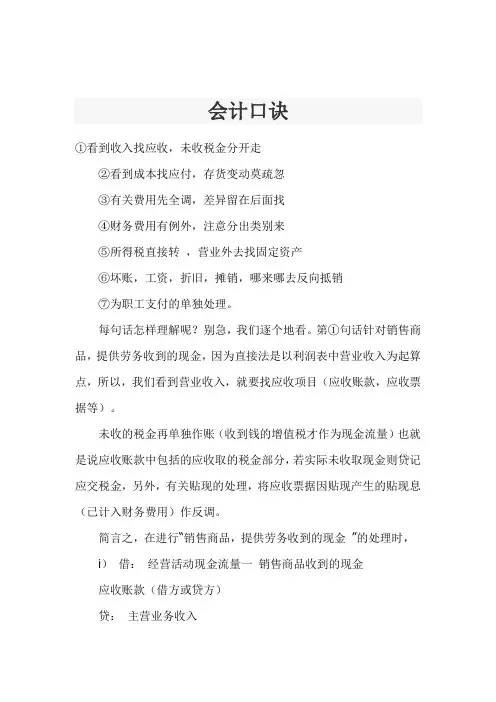 会计 必背口诀