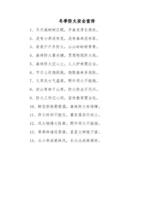 冬季防火安全宣传