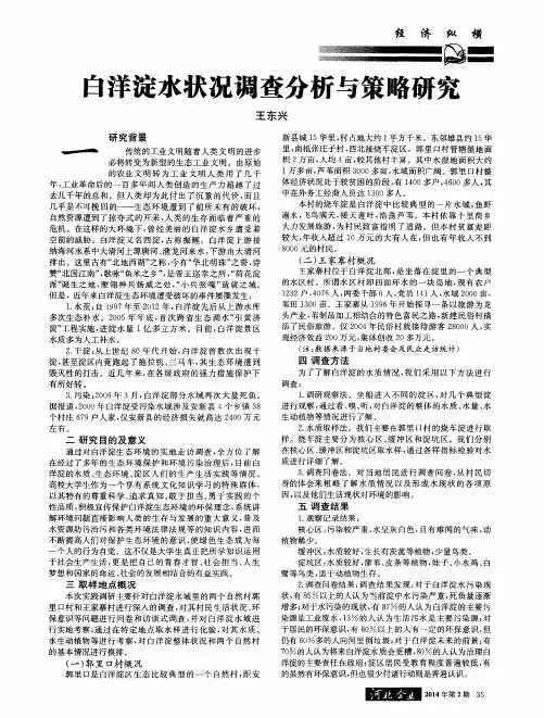 白洋淀水状况调查分析与策略研究