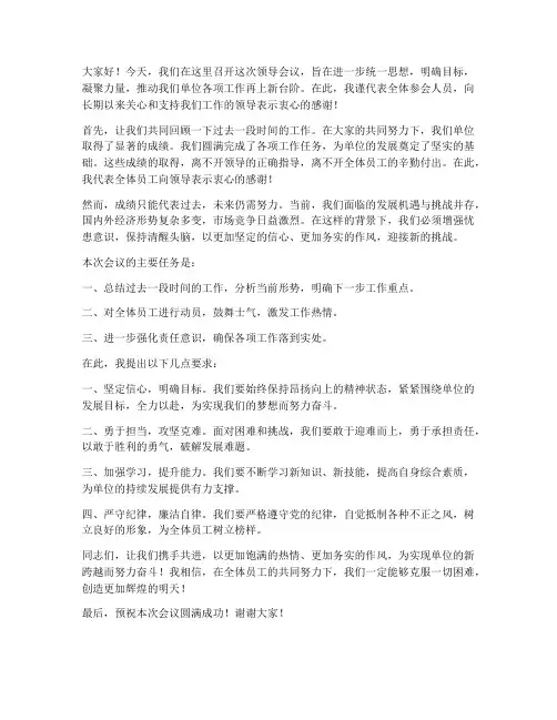 领导会议发言稿开场白动员