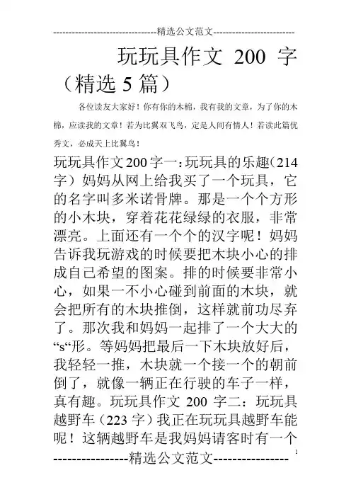 玩玩具作文200字(精选5篇)