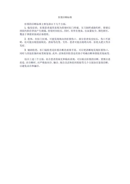 肛裂诊断标准