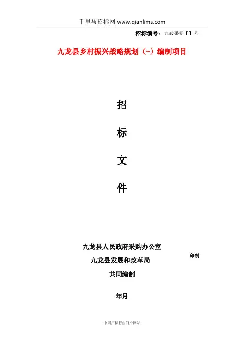 发展和改革局乡村振兴战略规划招投标书范本