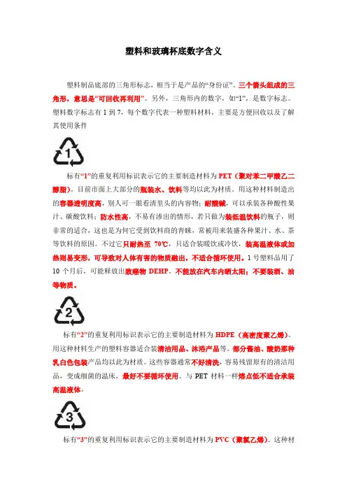 塑料和玻璃杯底数字含义