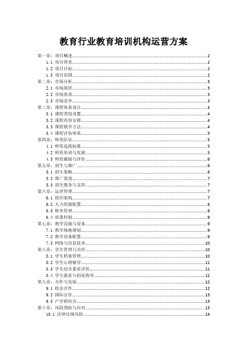 教育行业教育培训机构运营方案