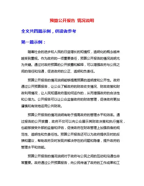 预算公开报告 情况说明