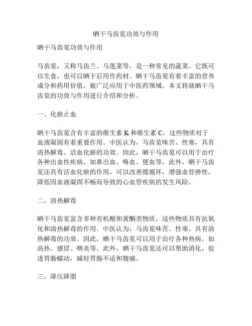 晒干马齿苋功效与作用