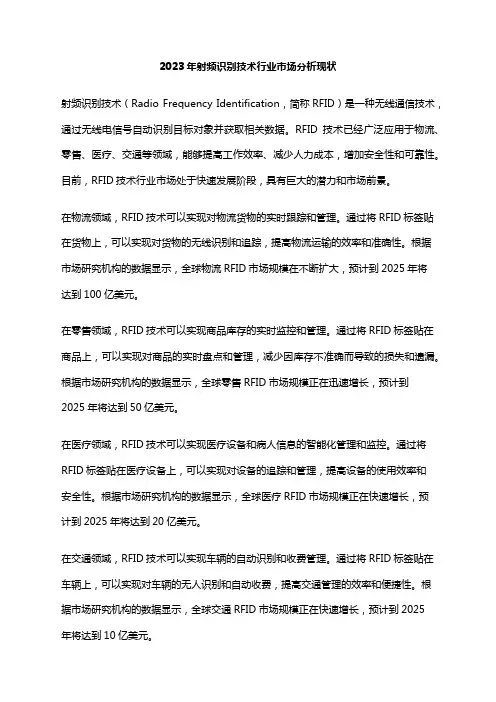 2023年射频识别技术行业市场分析现状