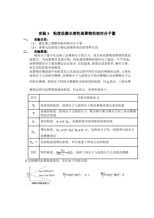 粘度法测聚乙烯醇高分子量