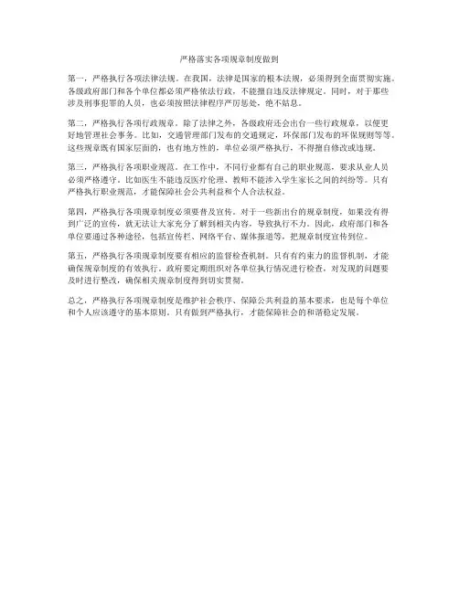 严格落实各项规章制度做到