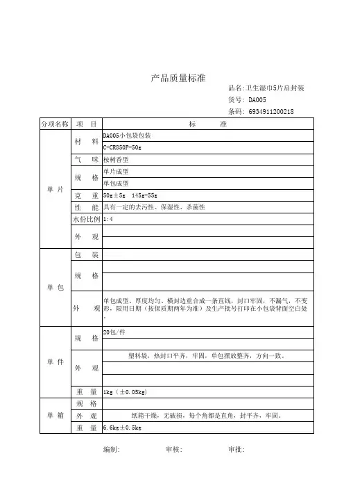 湿巾检验标准