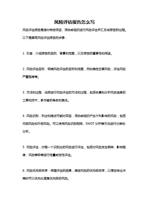风险评估报告怎么写