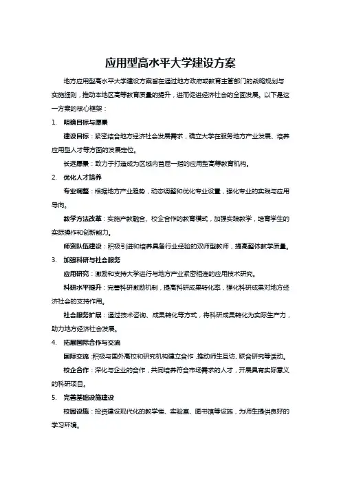 应用型高水平大学建设方案