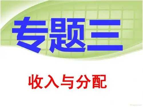 二轮复习,专题三收入与分配