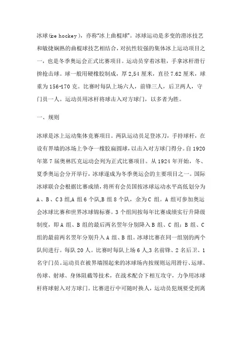 冰球技术要求介绍