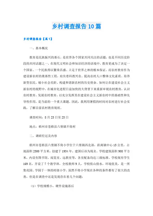 乡村调查报告10篇