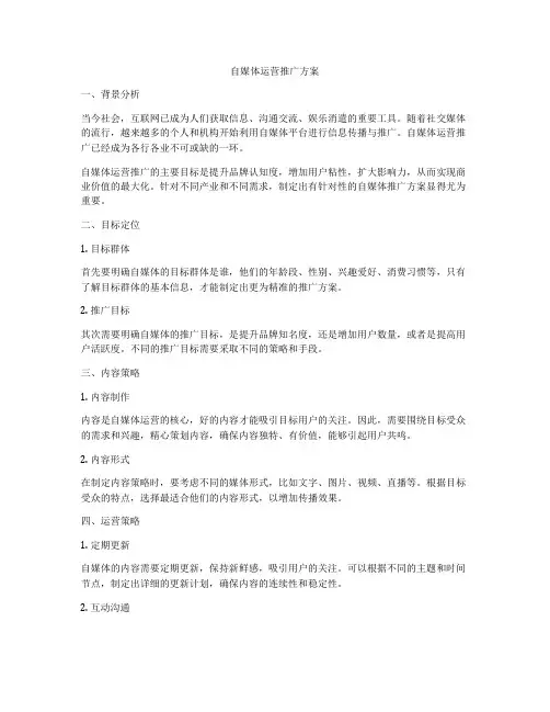 自媒体运营推广方案