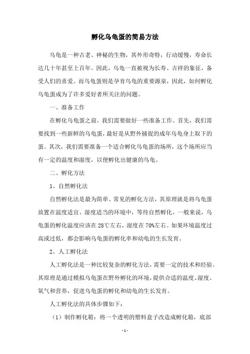 孵化乌龟蛋的简易方法