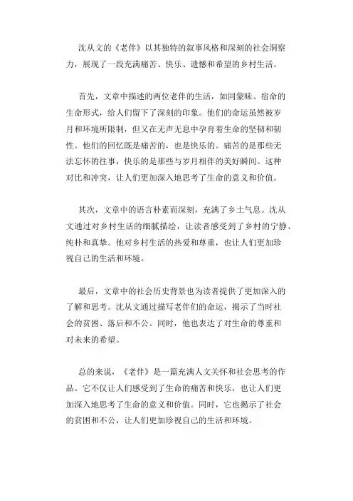 沈从文老伴 赏析