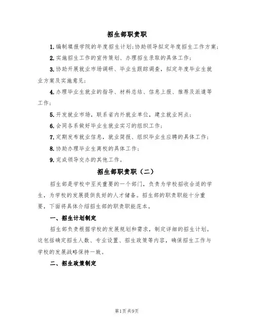 招生部职责职（六篇）